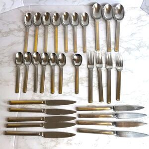 Reed & Barton Apollo Gold 18/8 Stainless Flatware 30 piece set silverware